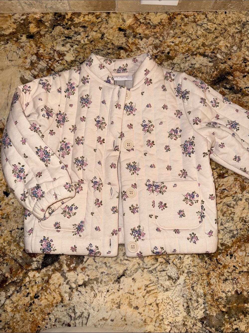 The Children's Place Cream Floral Quilted Jacket